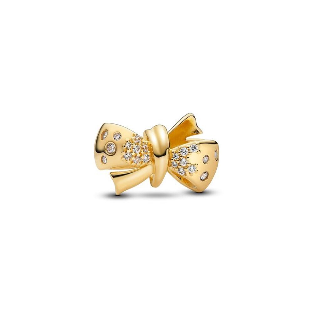 Pandora Moments 14K Plated Cz Sparkling Bow Charm